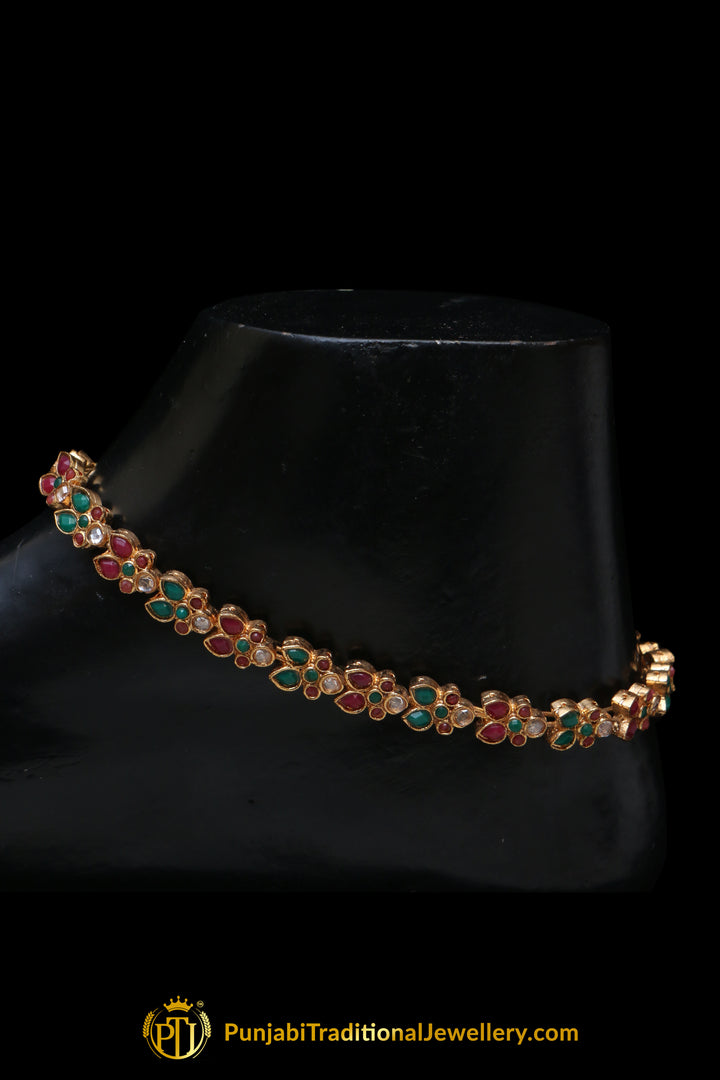 Rubby Panna Polki Payal By Punjabi Traditional Jewellery
