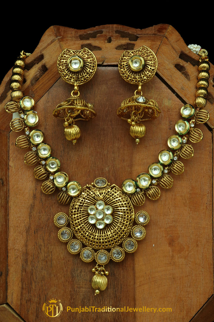 Gold Plated Kundan Jodha Necklace Set By Punjabi Traditional Jewellery