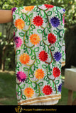 Green Color Pure Phulkari Dupatta By Punjabi Traditional Jewellery