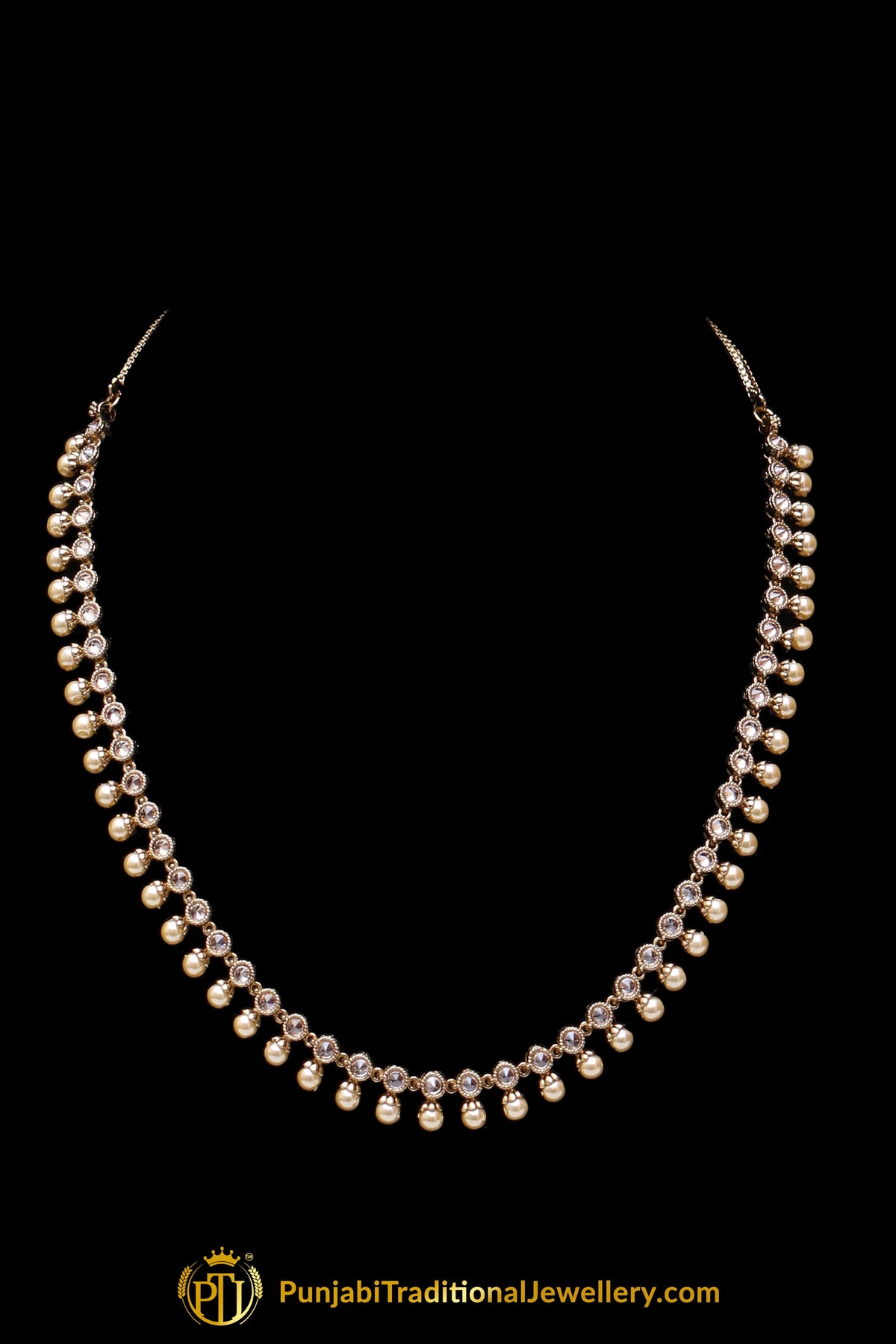 Champagne Stone Necklace Set By Punjabi Traditional Jewellery