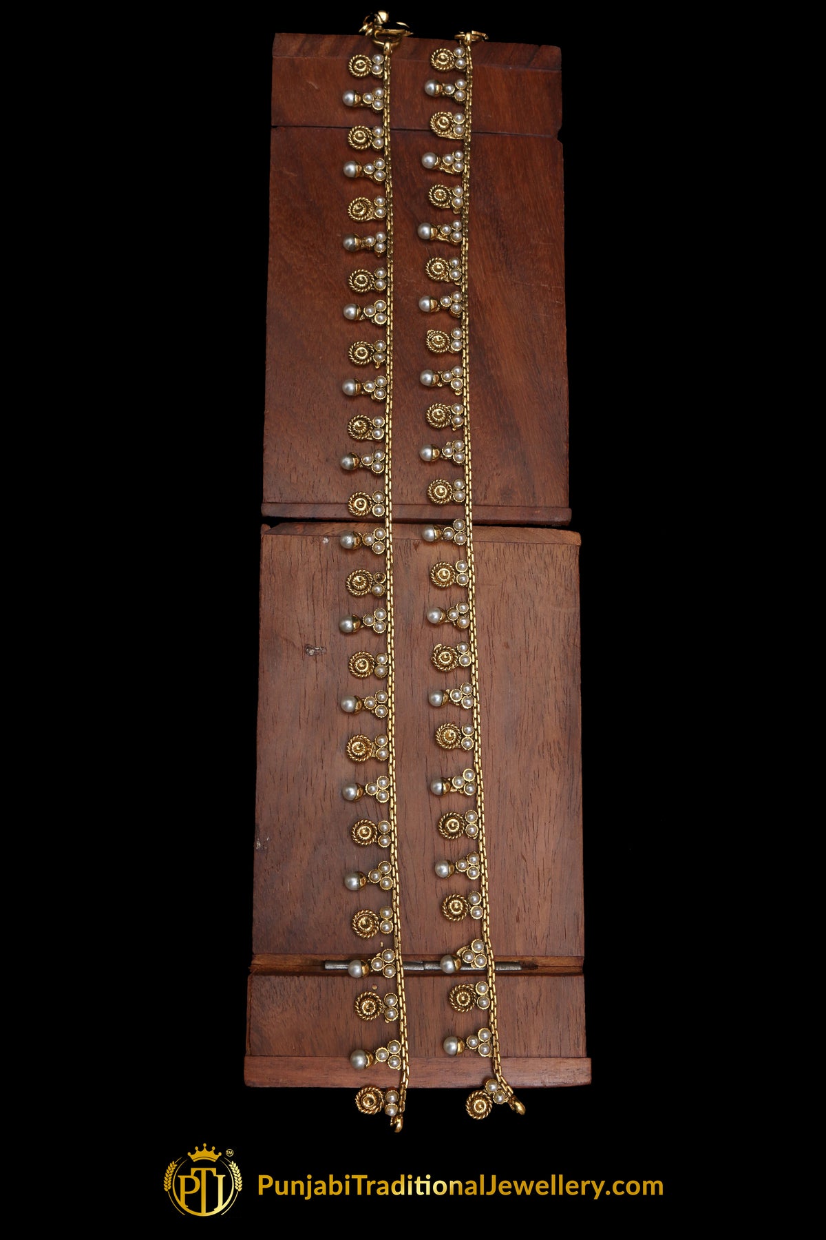 Gold Plated With Pearl Payal By Punjabi Traditional Jewellery