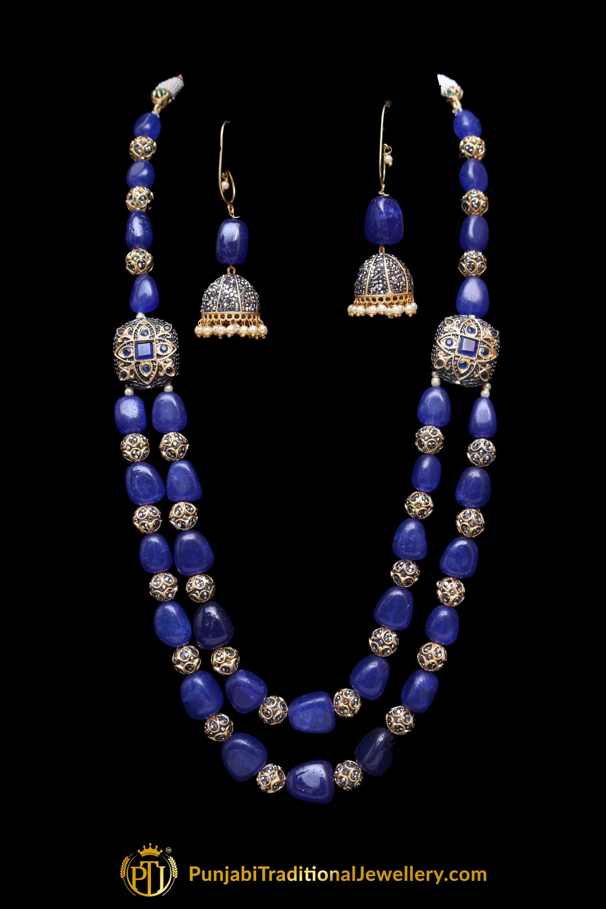Blue Mala Necklace Set By Punjabi Traditional Jewellery