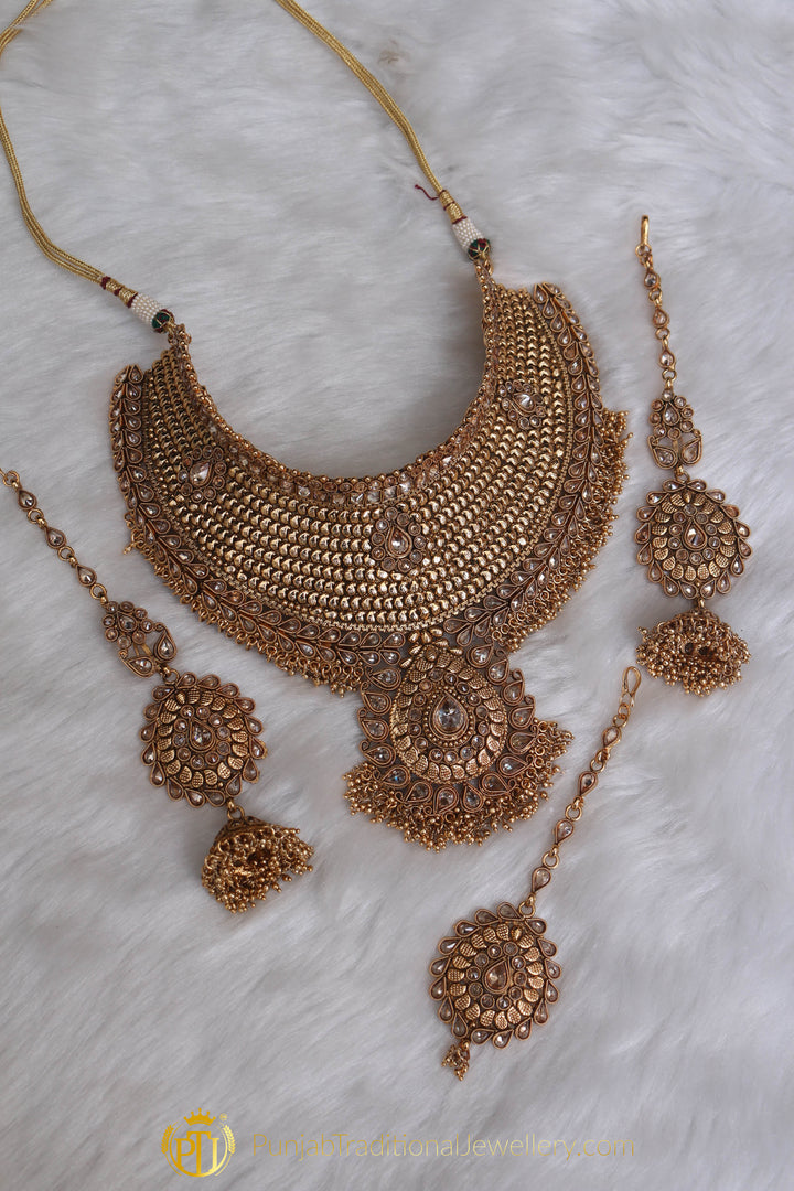 .Gold Plated Polki Choker Necklace Set By Punjabi Traditional Jewellery