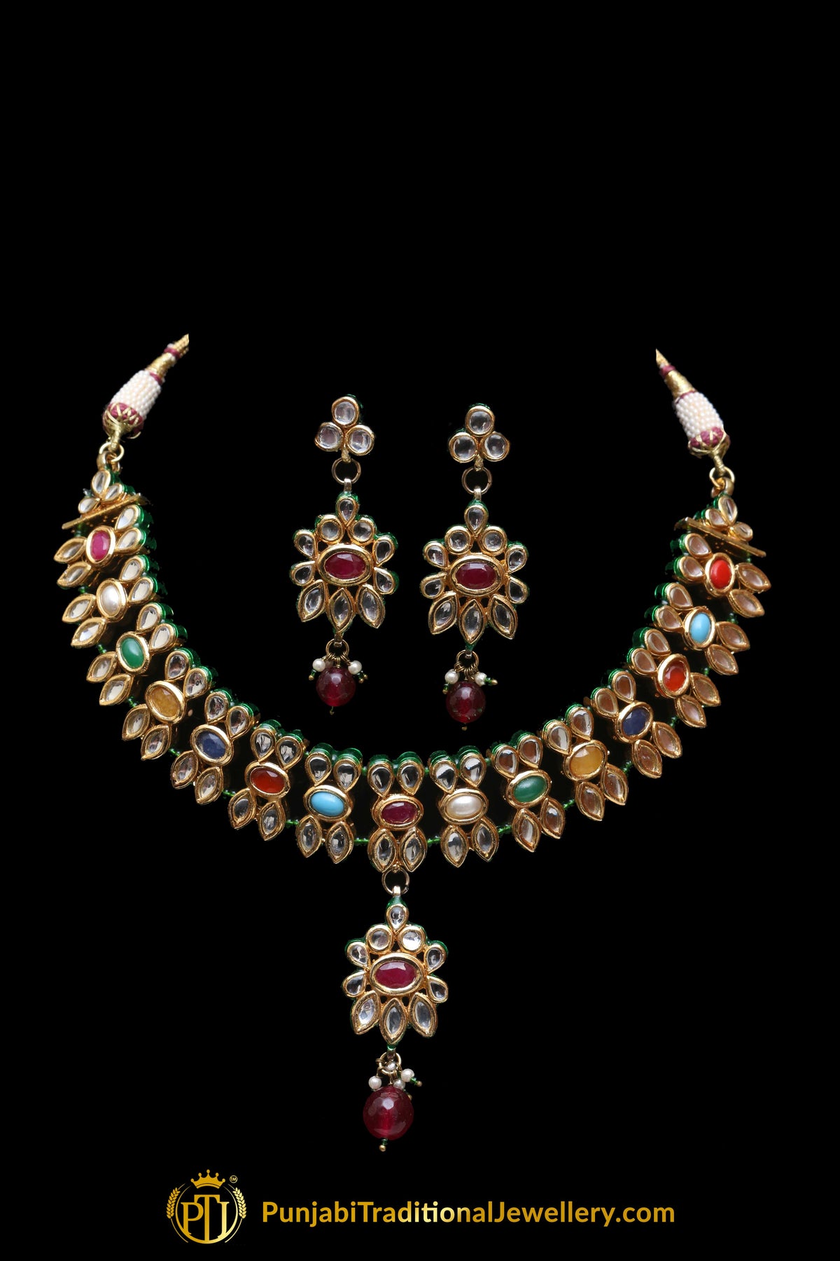 Multi Kundan Necklace Set By Punjabi Traditional Jewellery