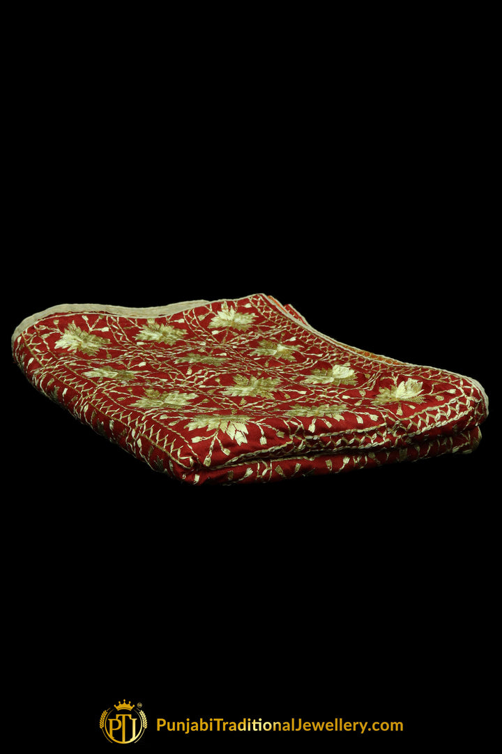 Pure Phulkari Dupatta Orange Color By Punjabi Traditional Jewellery
