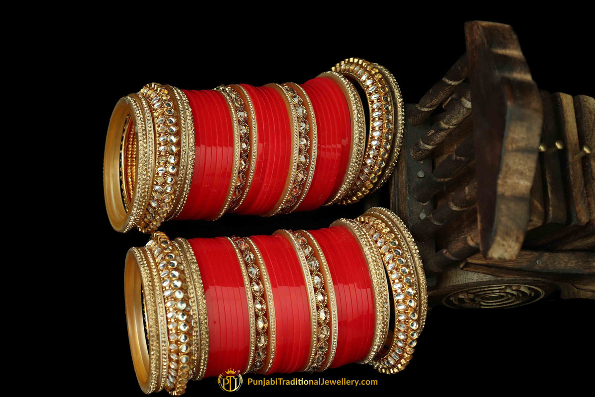 Red Color Wedding Bridal Chura By Punjabi Traditional Jewellery