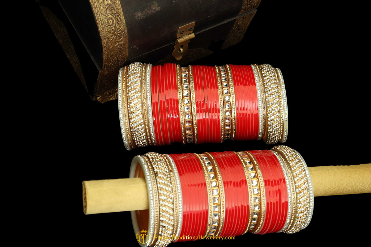 Red Wedding Bridal Chura By Punjabi Traditional Jewellery