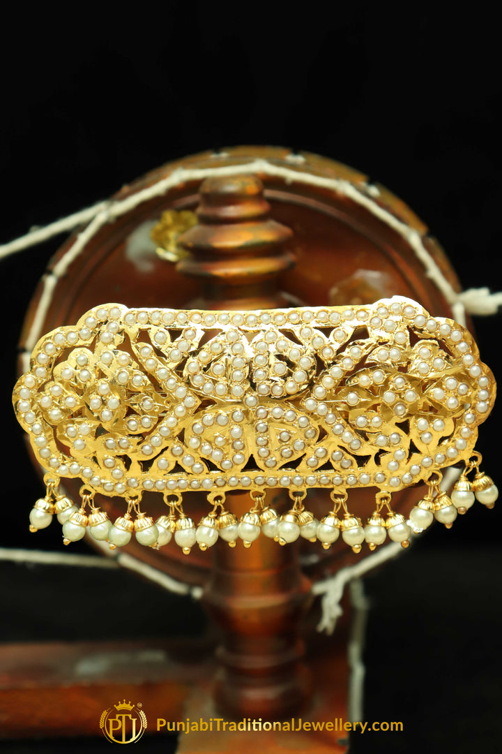 Gold Finished Pearl Jadau Clip Hair Accessories By Punjabi Traditional Jewellery