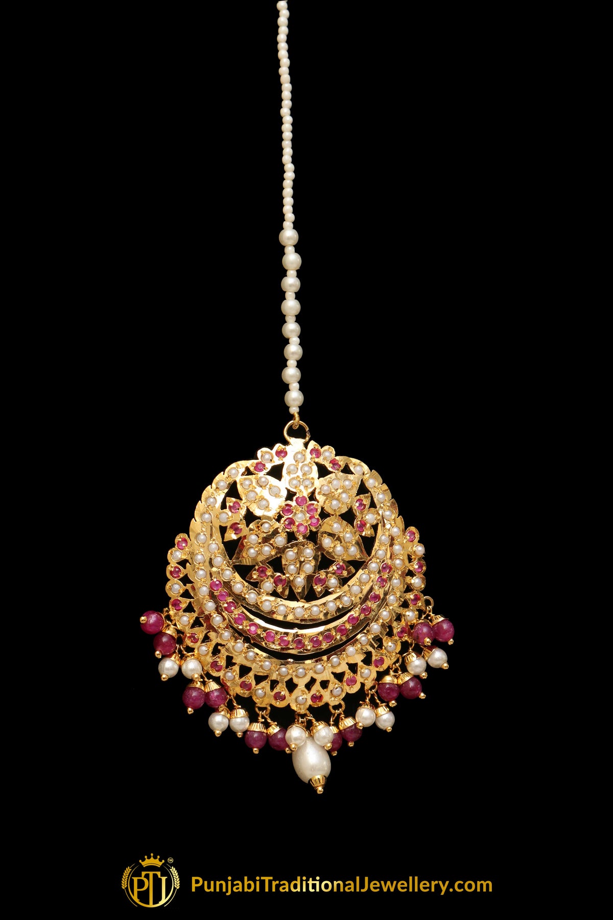 Pink Jadau Tikka By Punjabi Traditional Jewellery