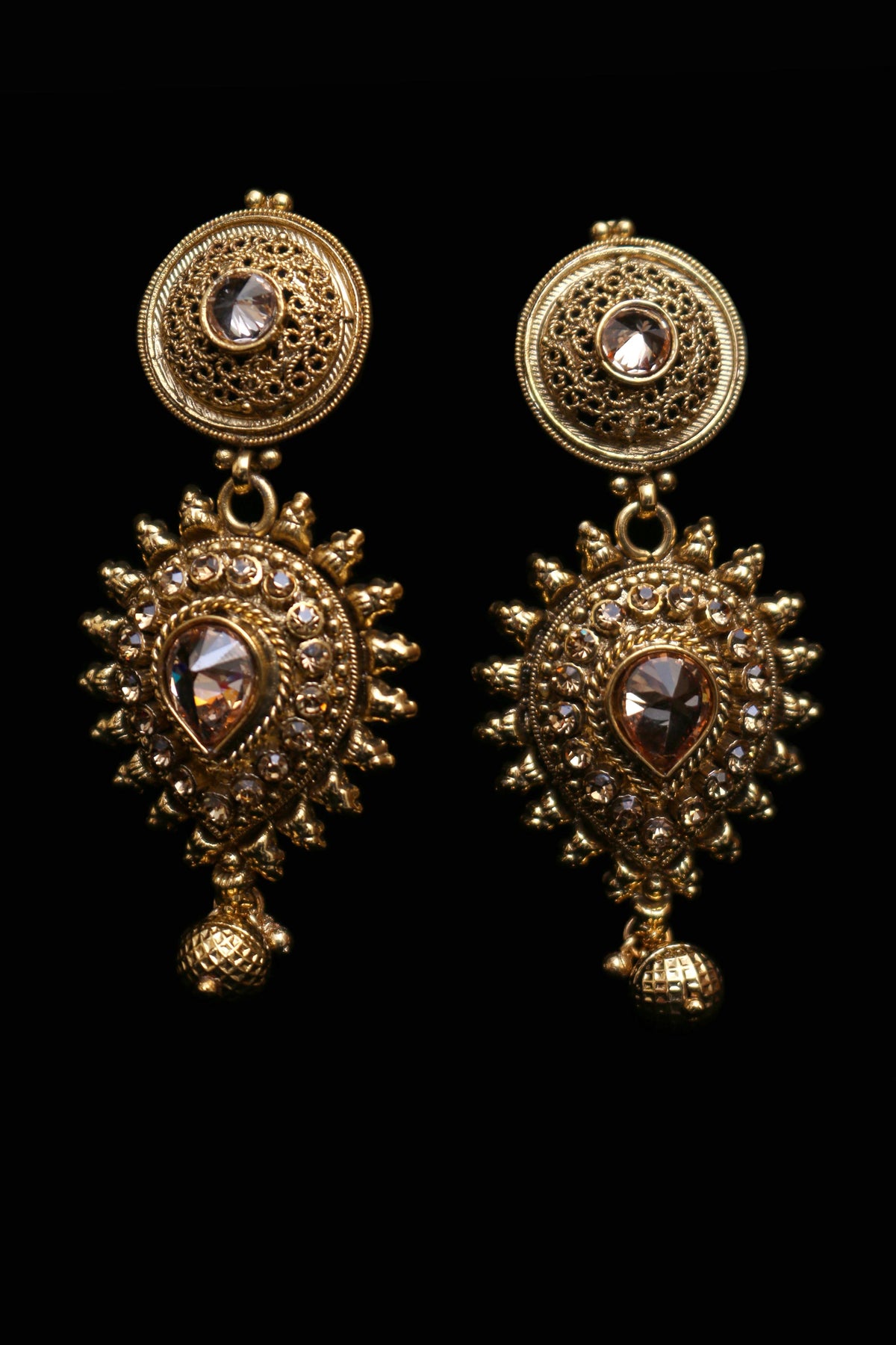 Paradise Antique Gold Polki Necklace Set By Punjabi Traditional Jewellery