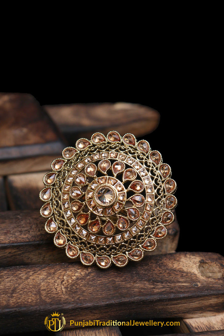 Gold Plated Champagne Ring By Punjabi Traditional Jewellery