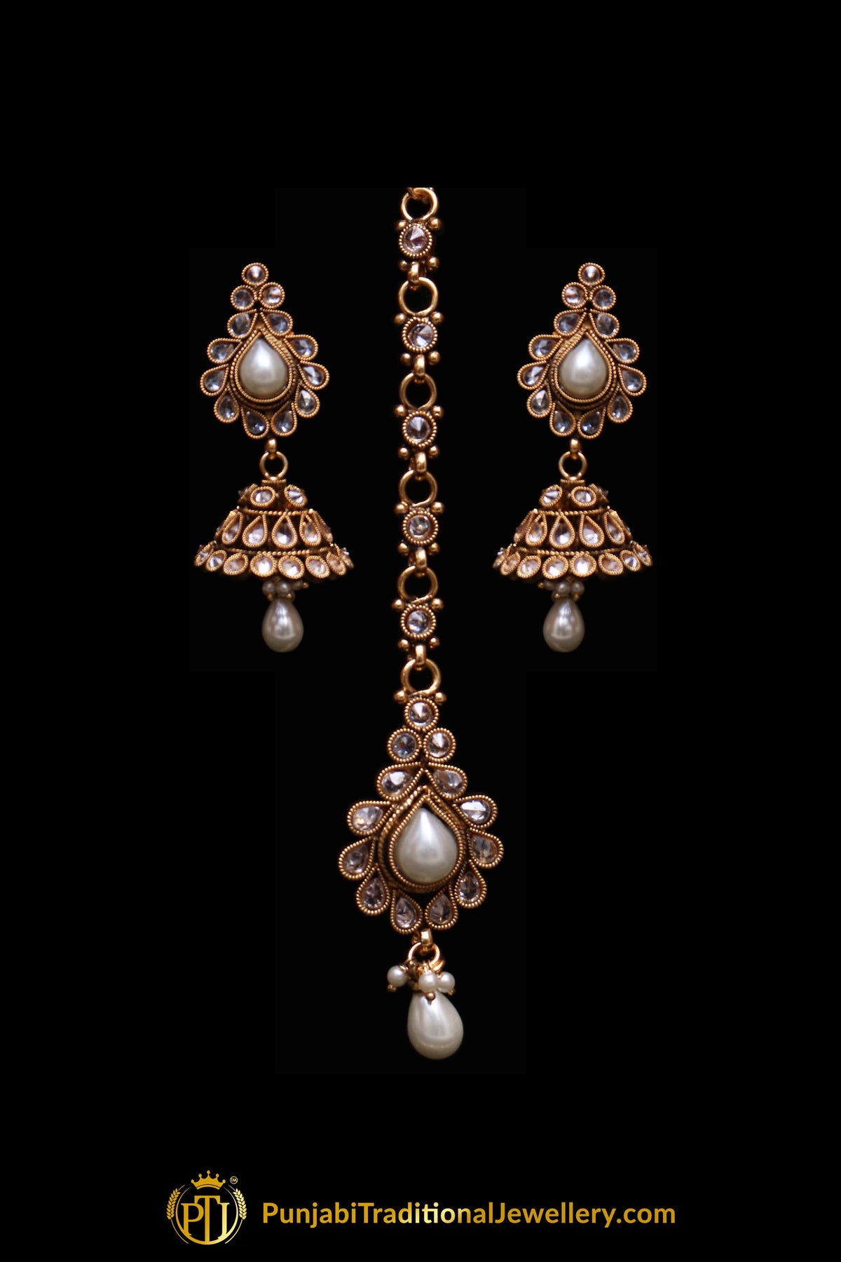 Qasid Polki Choker Necklace Set By Punjabi Traditional Jewellery