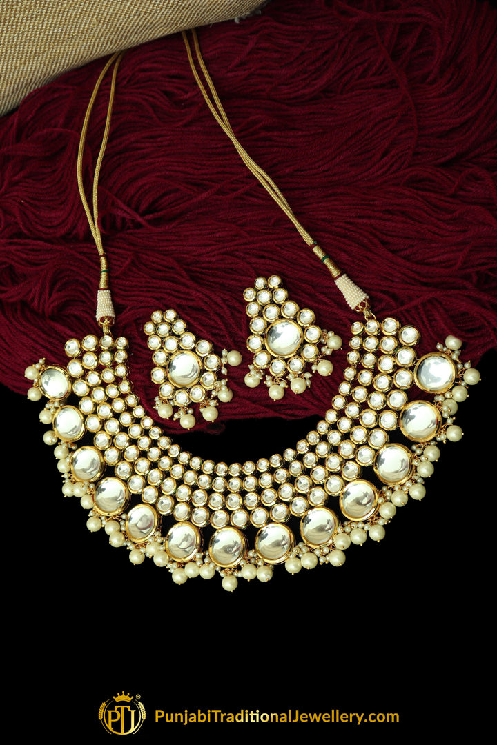 Golden Kundan Necklace Set By Punjabi Taditional Jewellery