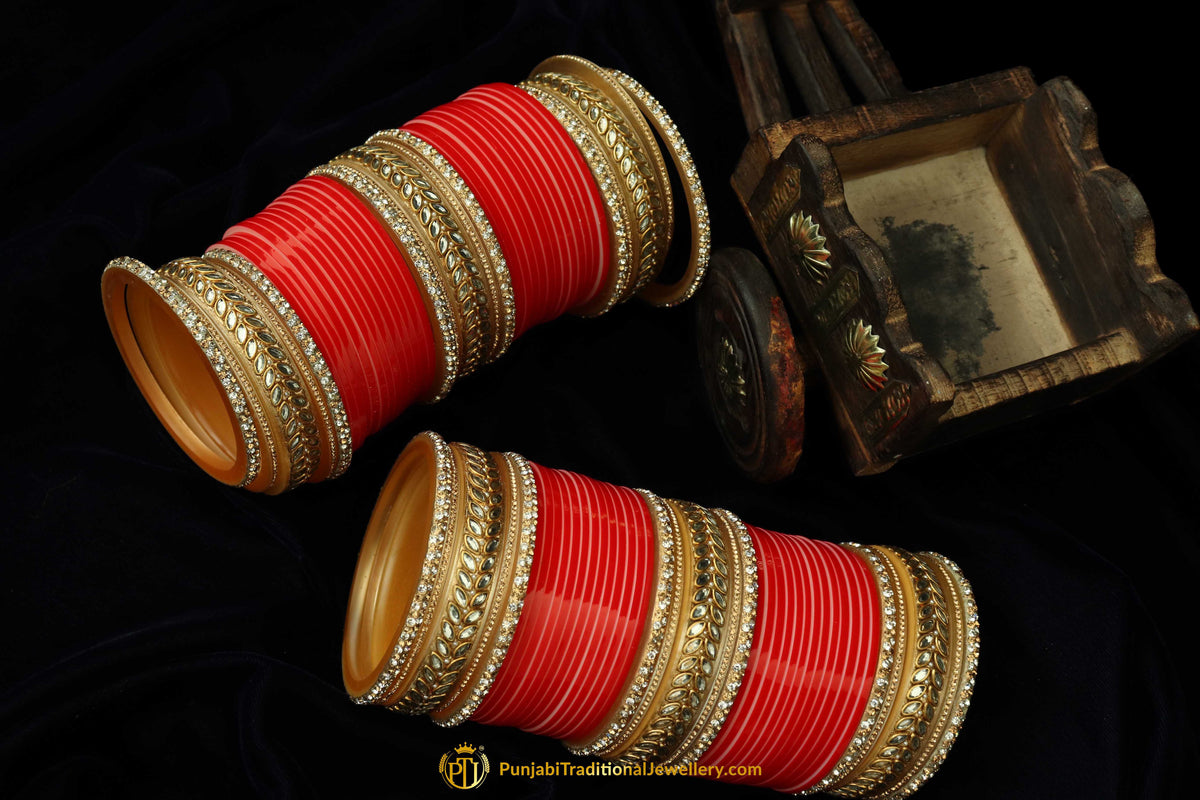 Red Wedding Bridal Chura By Punjabi Traditional Jewellery