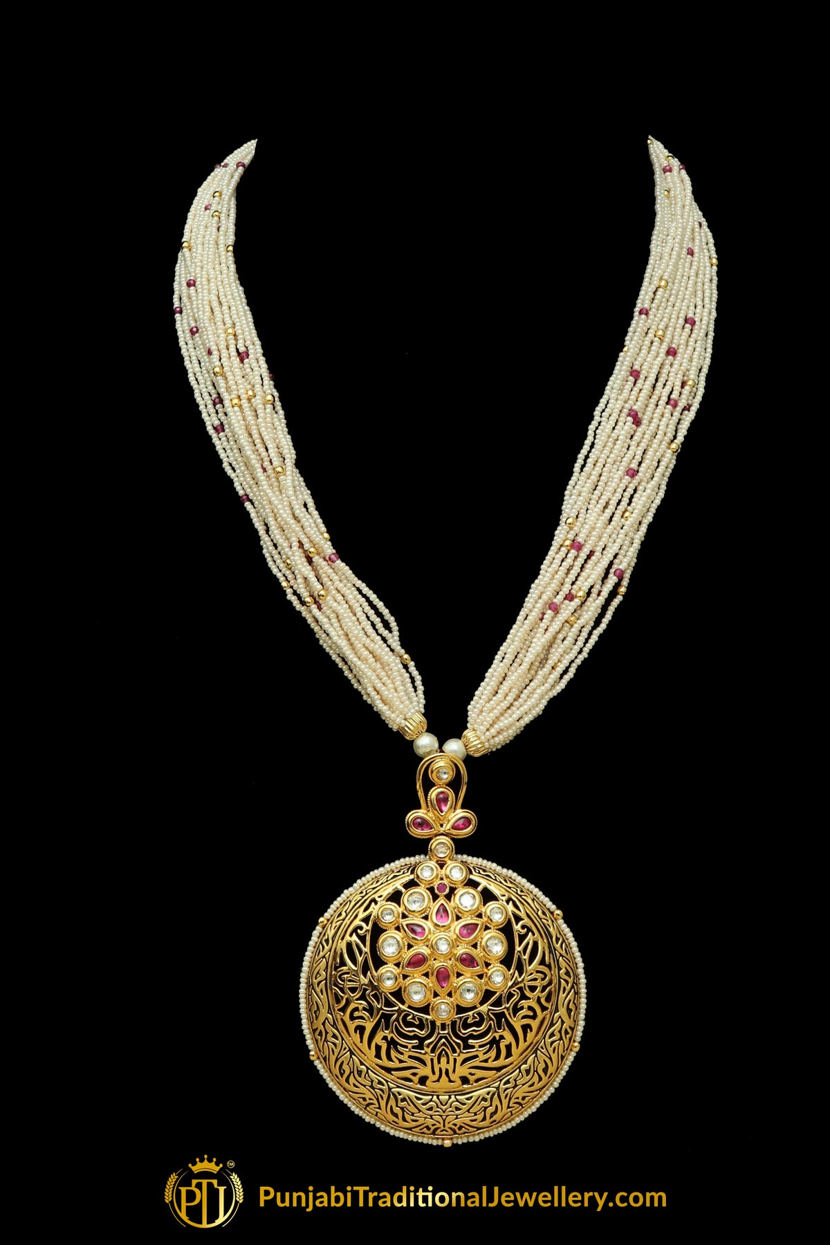 Rani Kundan Antique Matt Gold Necklace Set By Punjabi Taditional Jewellery