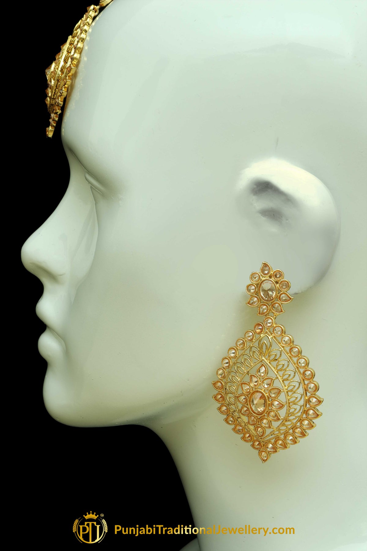 Polki Earrings Tikka Set By Punjabi Traditional Jewellery