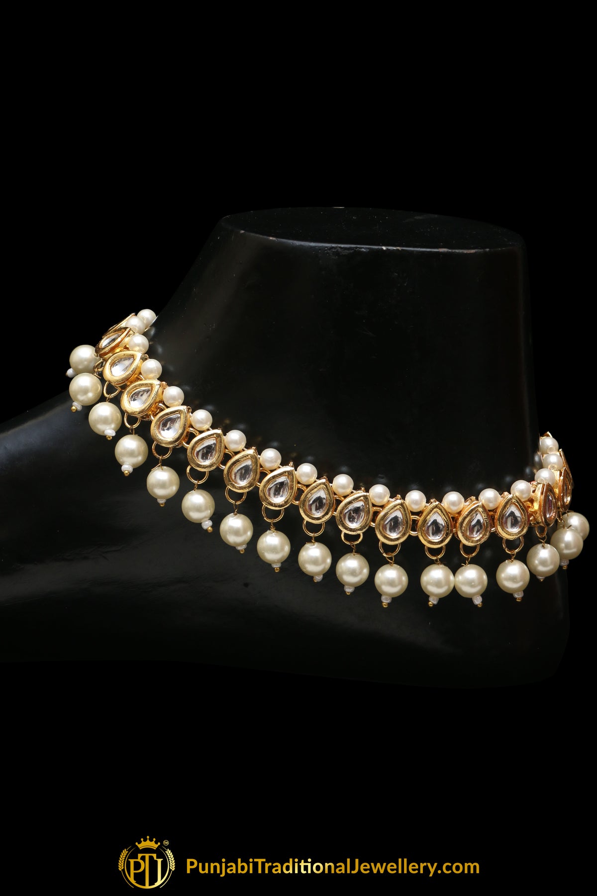 Kundan With Pearl Payal By Punjabi Traditional Jewellery