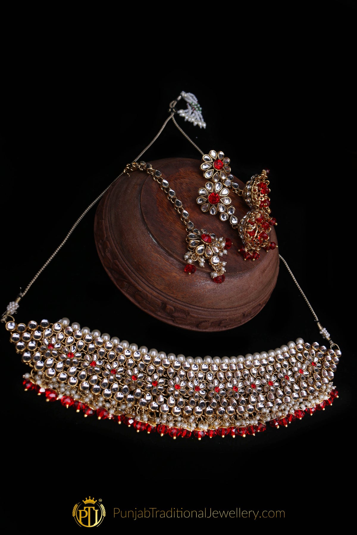 White Pearl Kundan Choker Necklace Set By Punjabi Traditional Jewellery