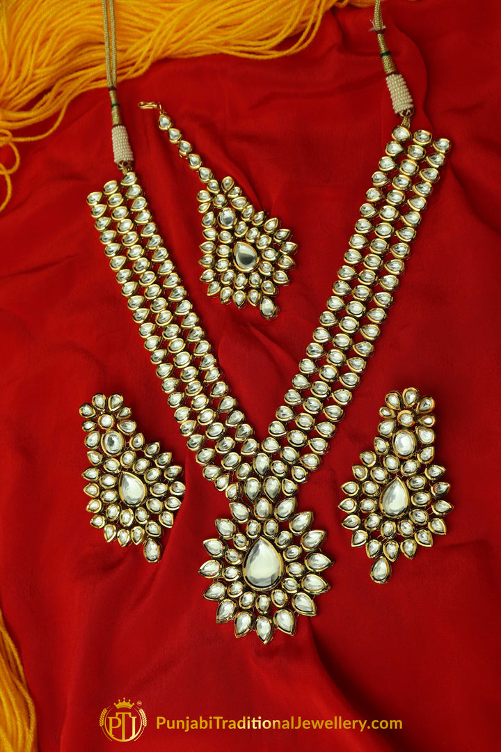 Golden Kundan Necklace Set By Punjabi Taditional Jewellery