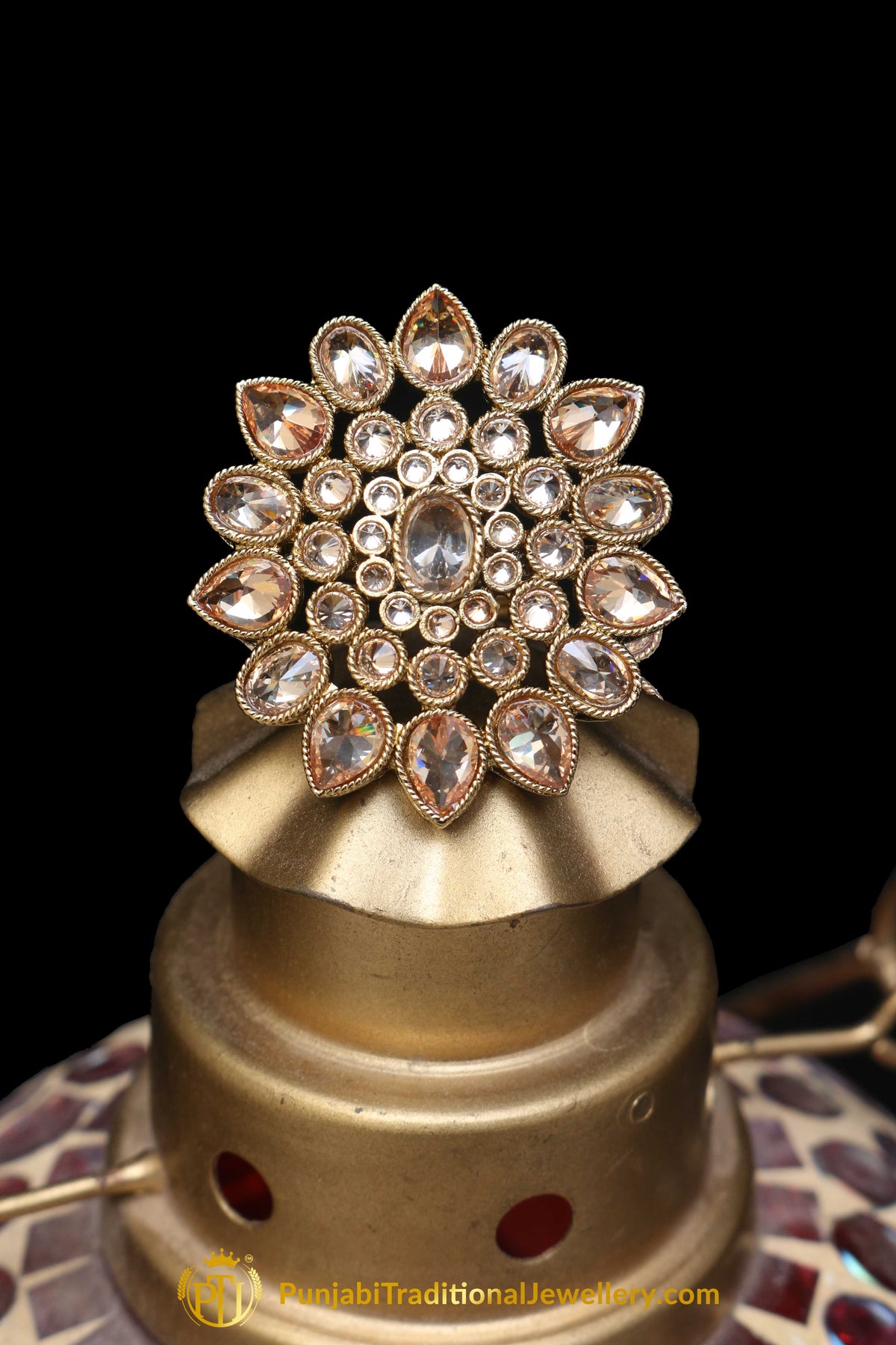 Gold Plated Champagne Ring By Punjabi Traditional Jewellery