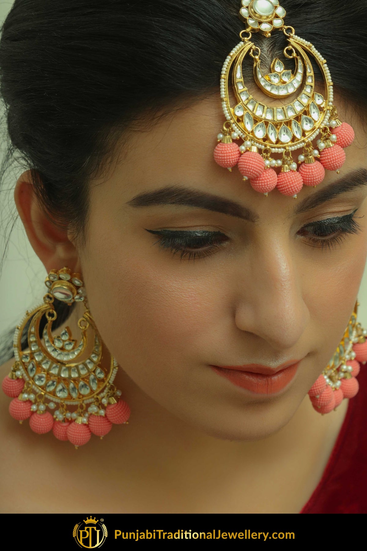 Akifah Gajari Kundan Earring Tikka Set | Punjabi Traditional Jewellery Exclusive