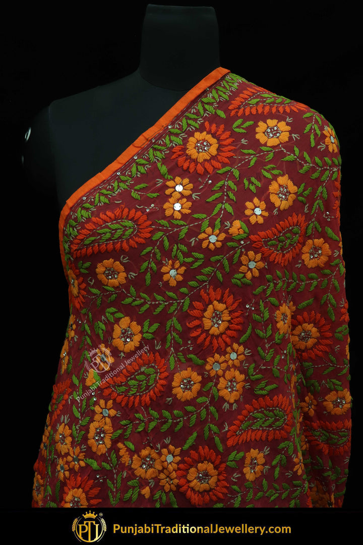 Multi Color Pure Phulkari Dupatta By Punjabi Traditional Jewellery