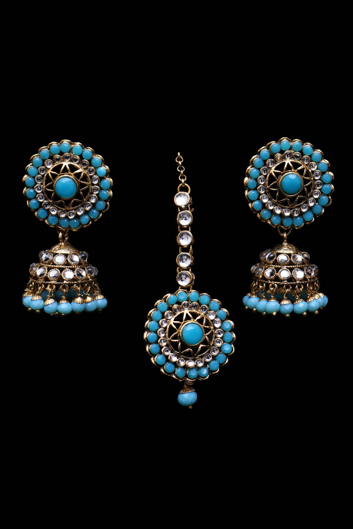 Firozi Pearl Kundan Necklace Set By Punjabi Traditional Jewellery
