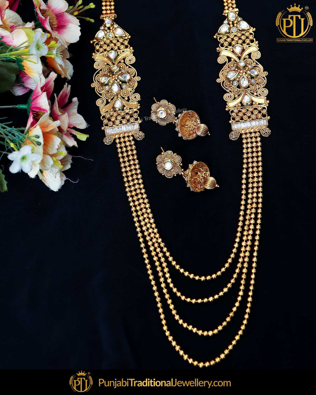 Antique Gold Finished Johda Kundan long Set | Punjabi Traditional Jewellery Exclusive