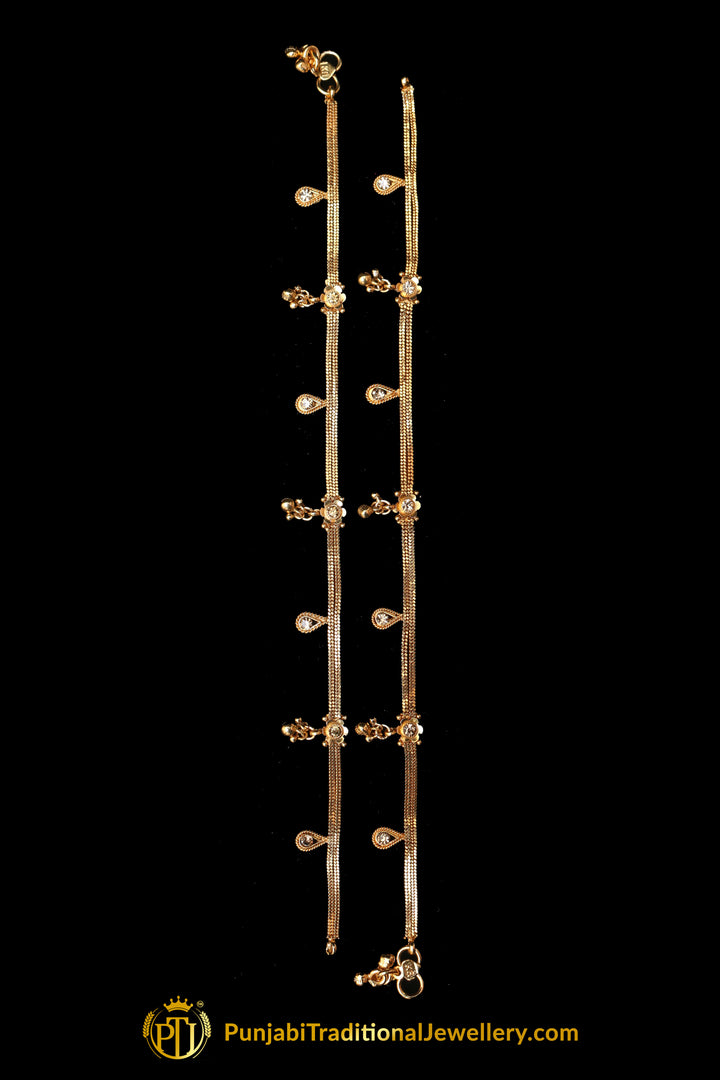 Antique Gold Payal By Punjabi Traditional Jewellery