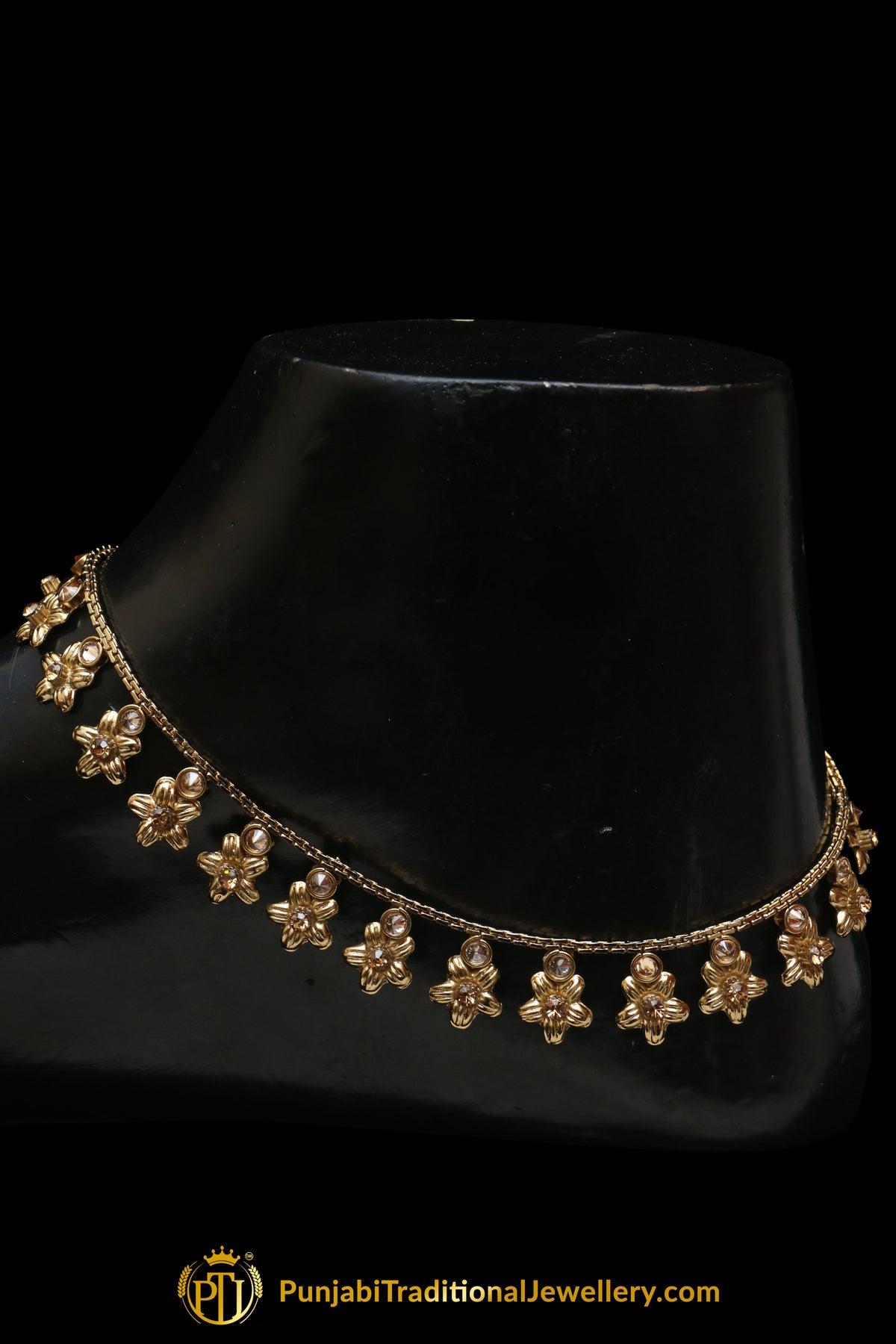 Antique Gold With Polki Payal By Punjabi Traditional Jewellery