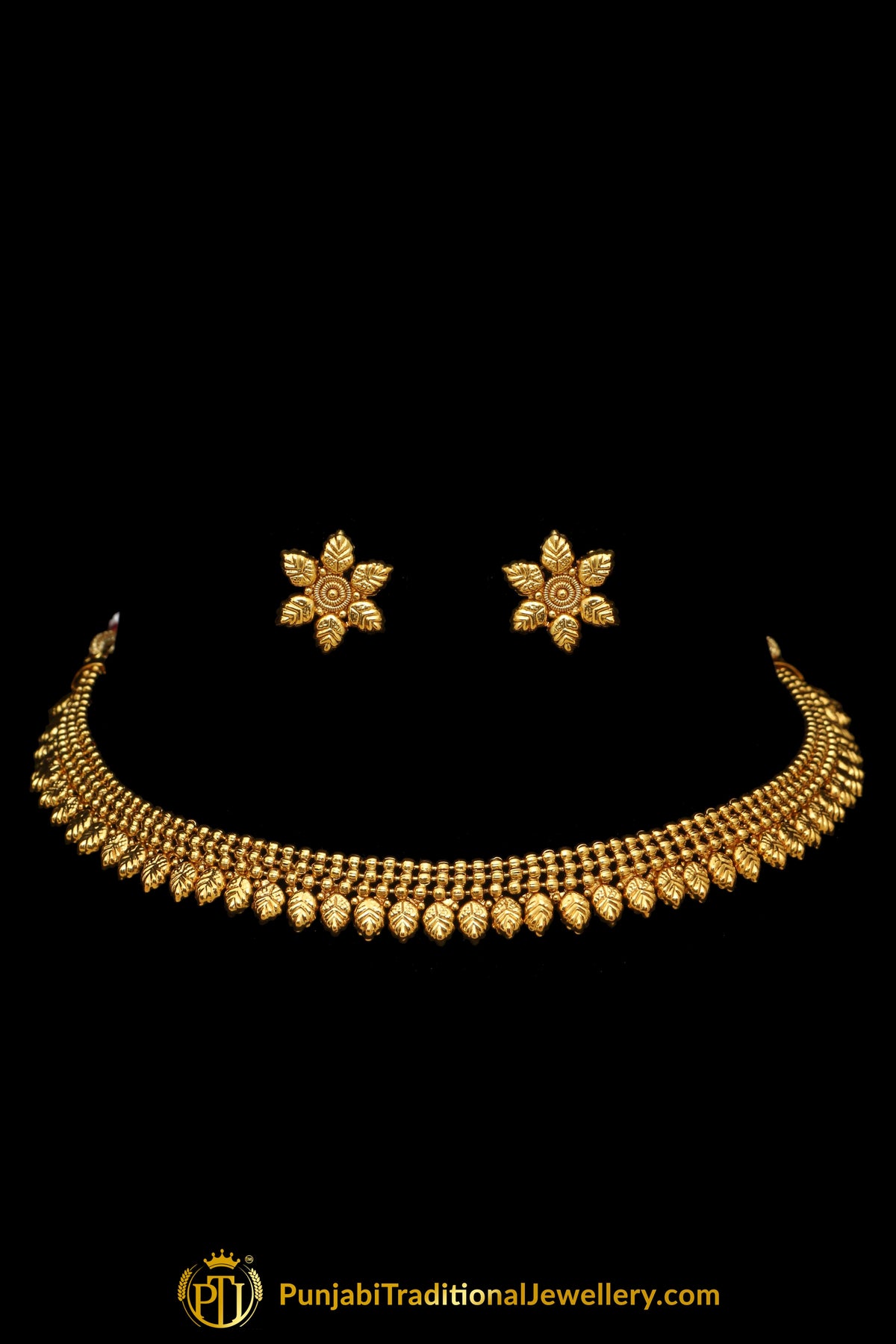 Antique Gold Necklace Set By Punjabi Traditional Jewellery