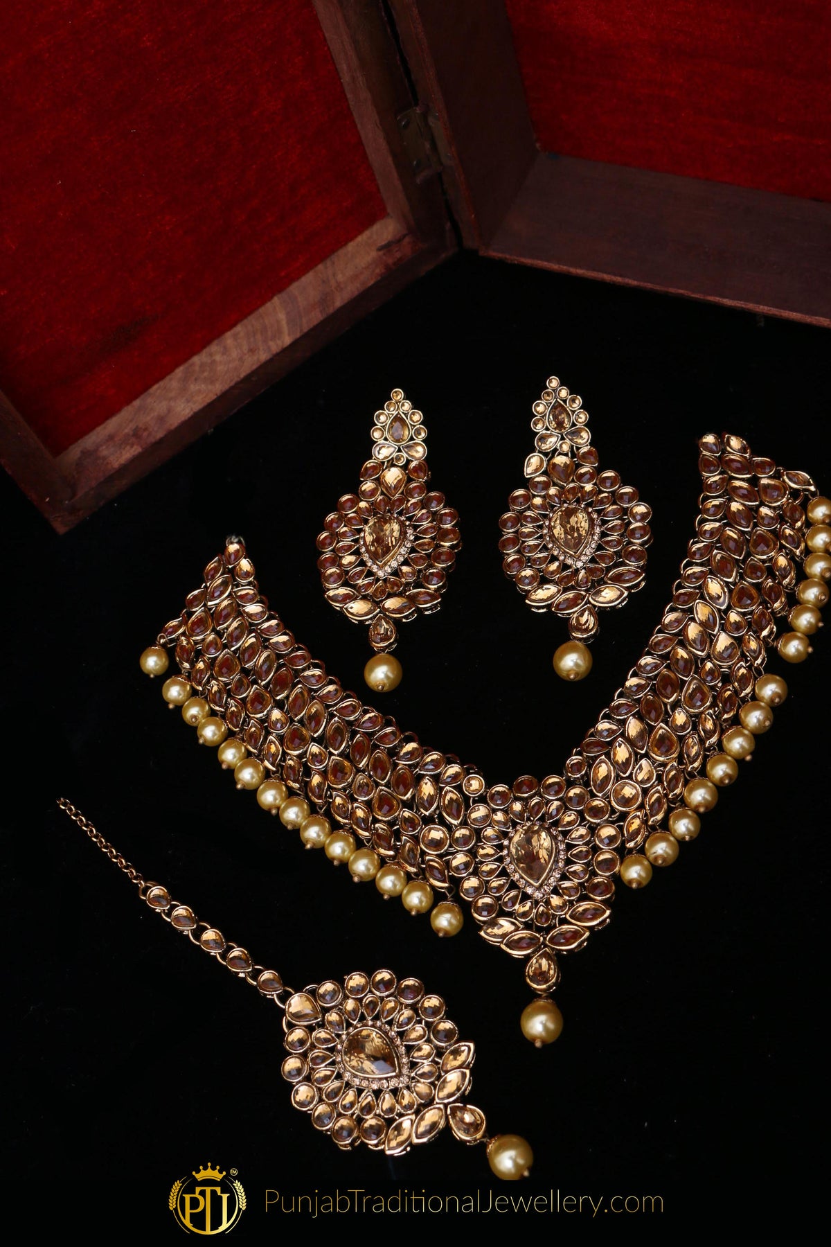 Kundan Pearl Necklace Set By Punjabi Traditional Jewellery