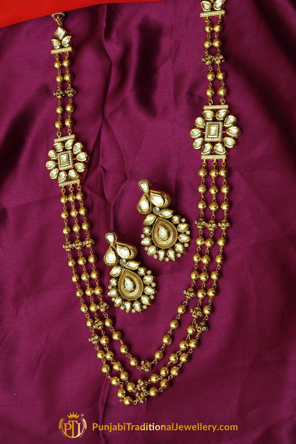 Matt Gold Necklace Set By Long Punjabi Traditional Jewellery