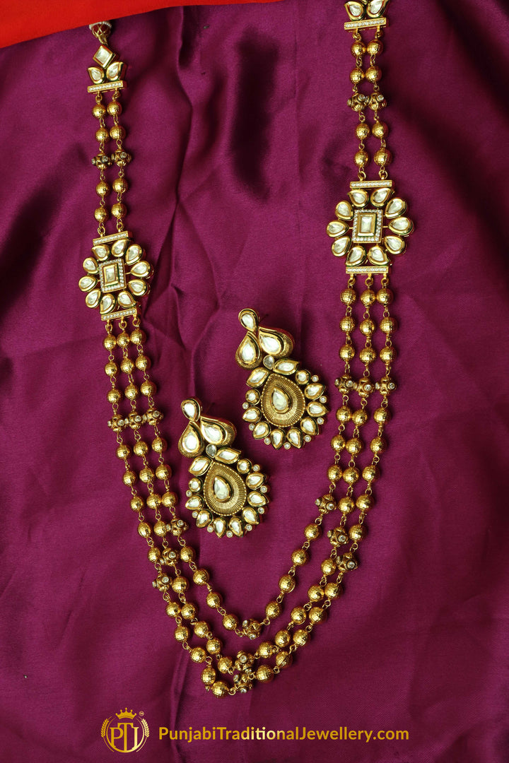Matt Gold Necklace Set By Long Punjabi Traditional Jewellery