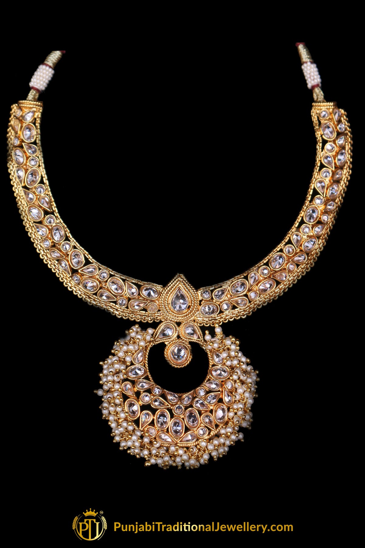 Champagne Stone Necklace Set By Punjabi Traditional Jewellery