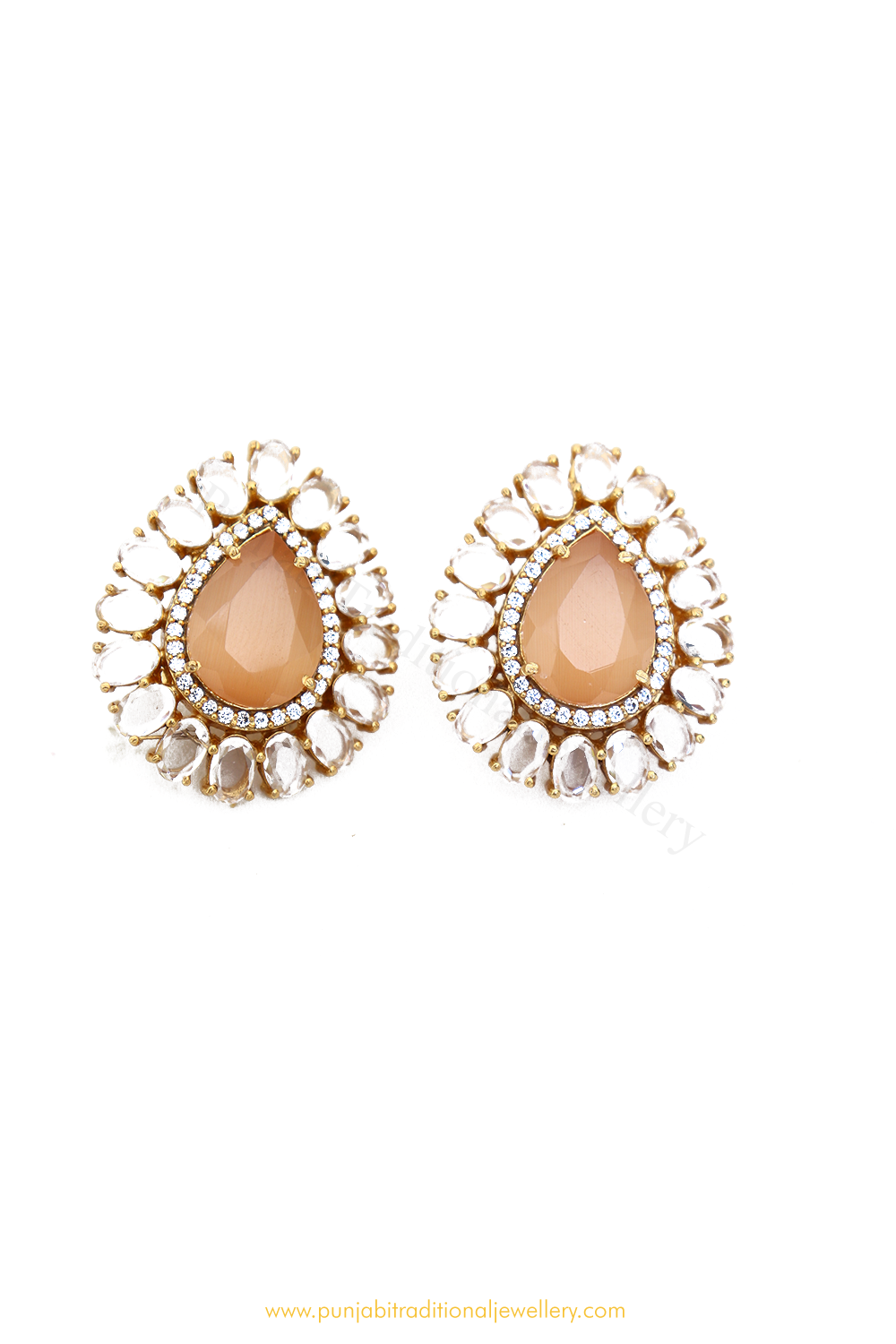 Gold Finished Peach Studs By PTJ