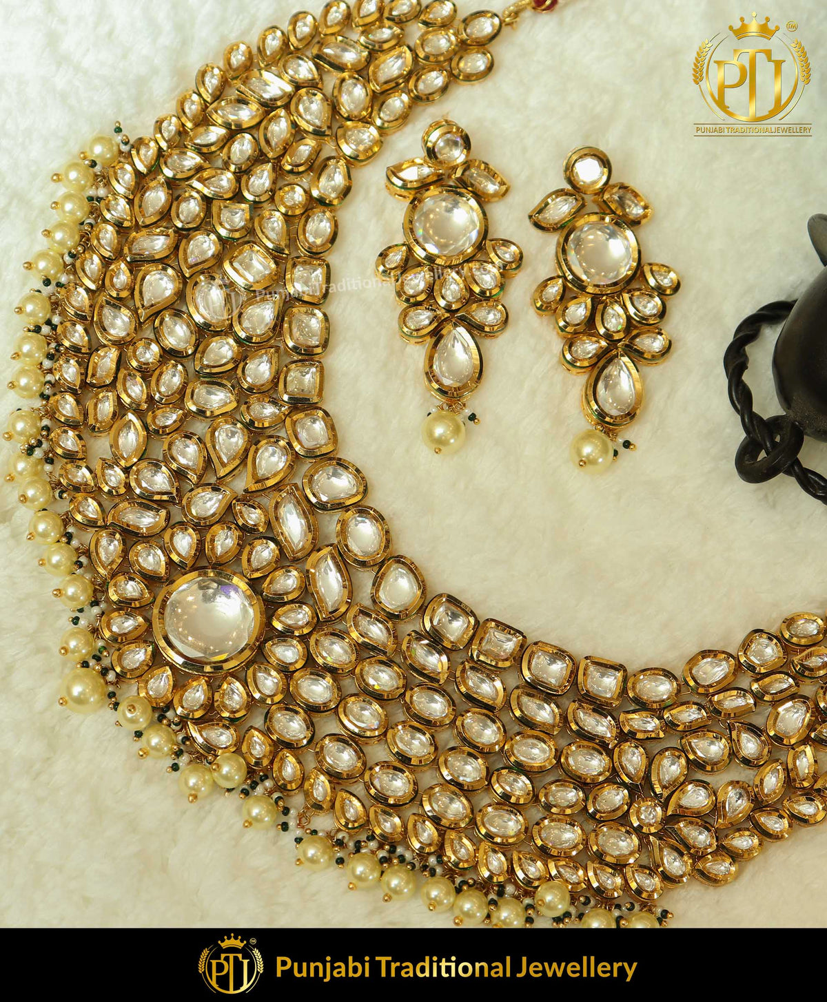 Pearl & Kundan Necklace Set By Punjabi Traditional Jewellery