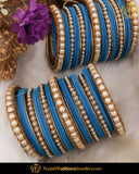 Blue Thread Pearl Bangles Set (Both Hand Pair) | Punjabi Traditional Jewellery Exclusive