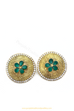 Antique Gold Finished Emerald Studs By  PTJ