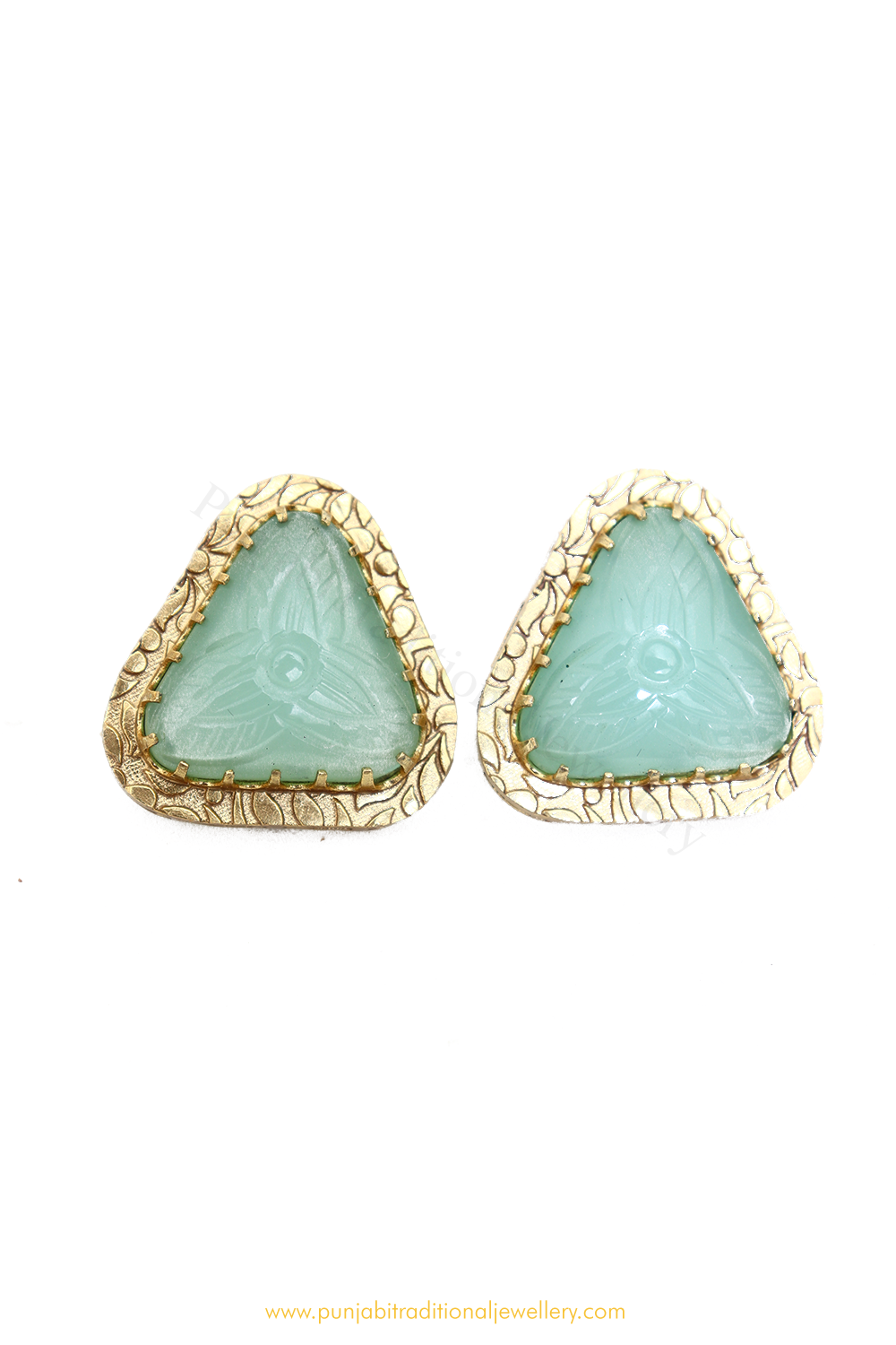 Gold Finished Firoza Studs By PTJ