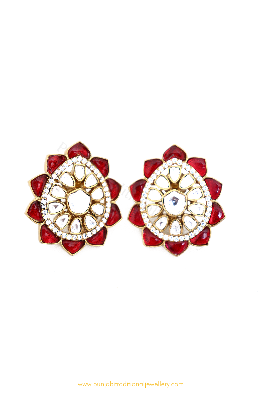 Gold Finished Rubby AD Studs By PTJ