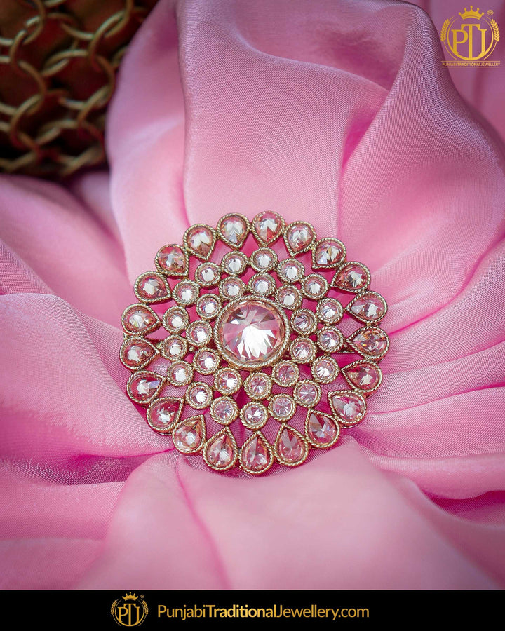 Silver Finished Polki Stone Ring | Punjabi Traditional Jewellery Exclusive