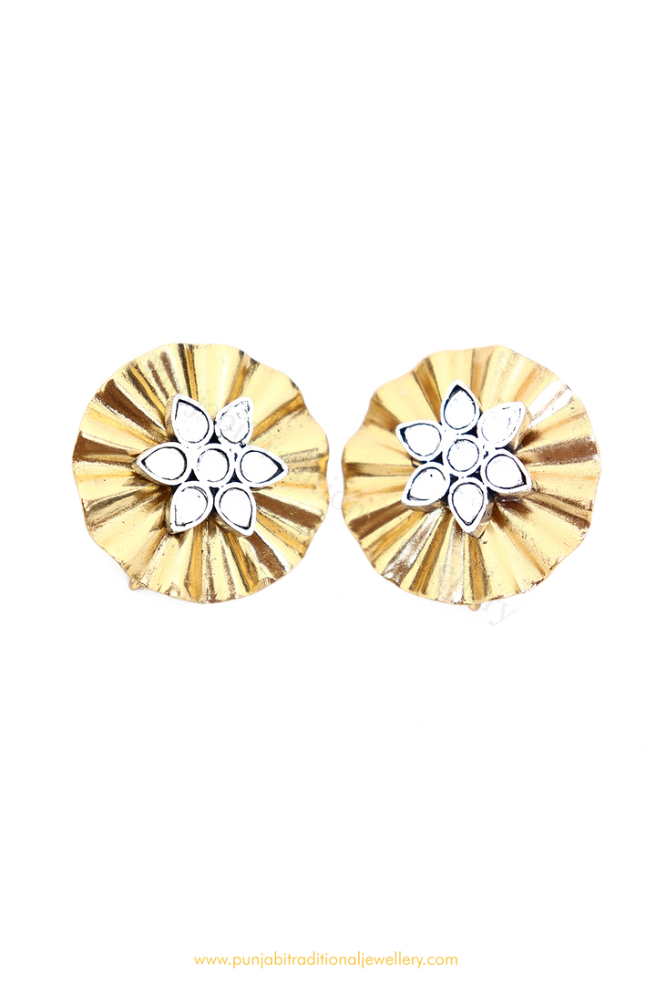 Gold Finished Pearl Studs By PTJ
