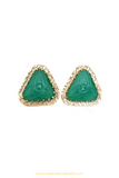 Gold Finished Emerald Studs By PTJ