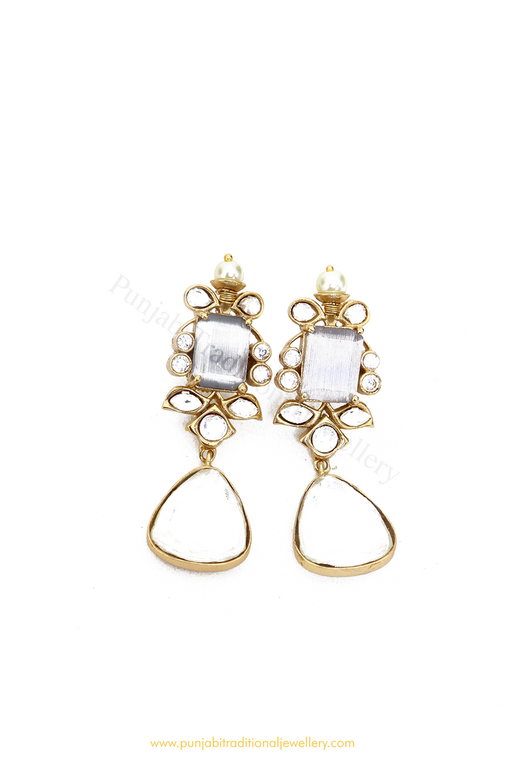 Gold Finished Kundan Studs By PTJ