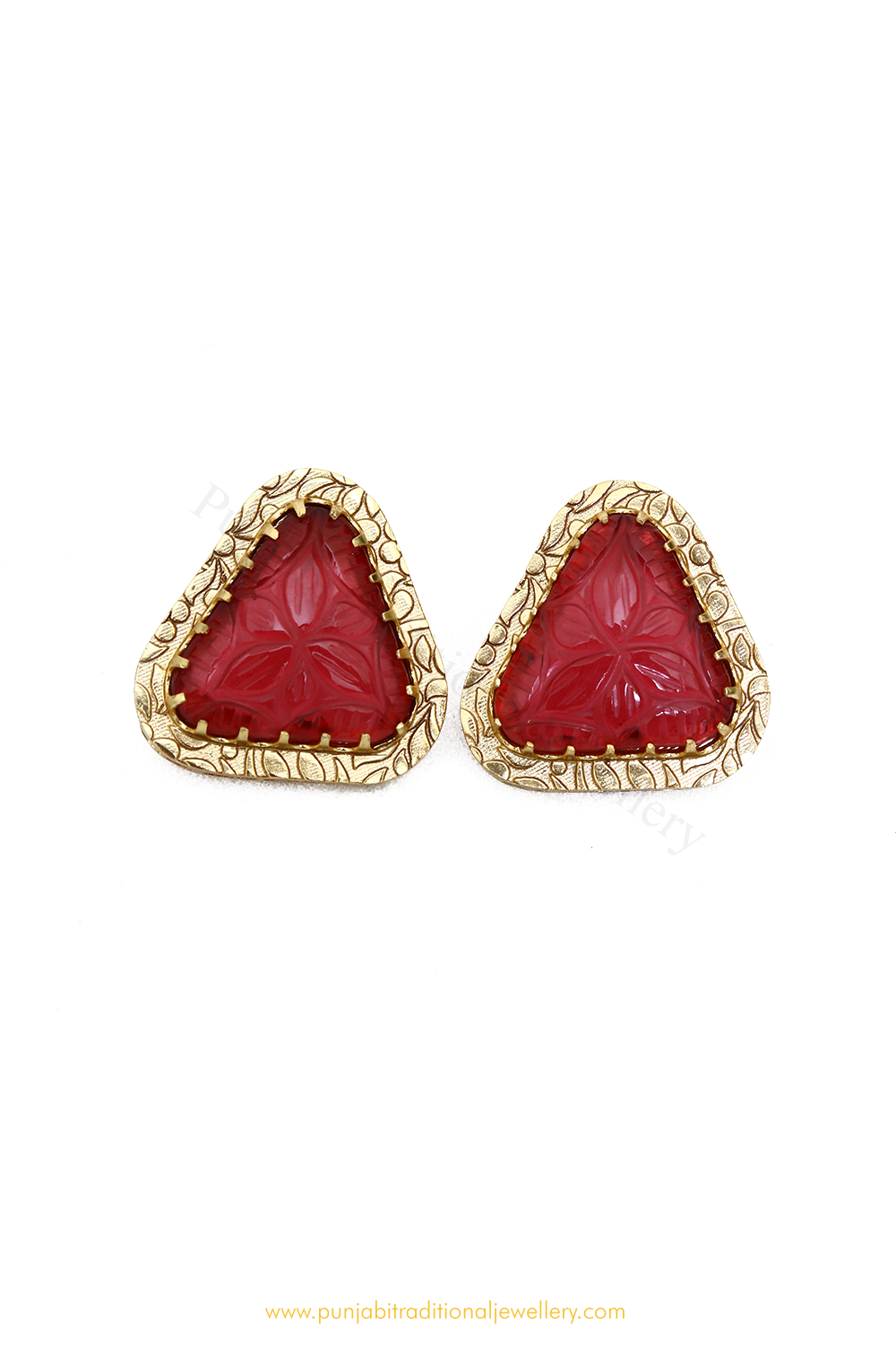 Gold Finished Rubby Studs By PTJ