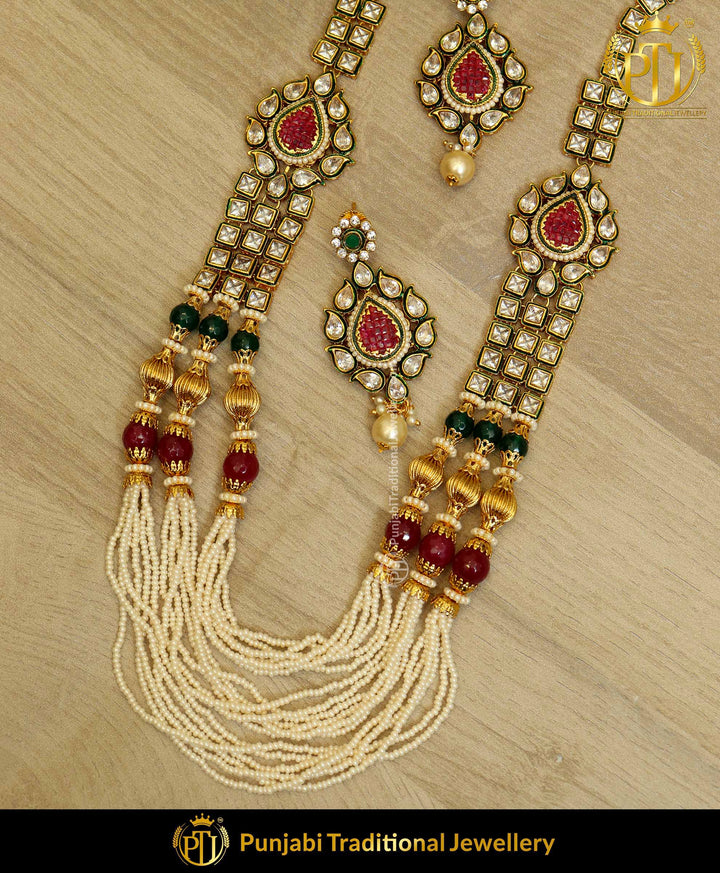 Green & Red Jodha Necklace Set | Punjabi Traditional Jewellery Exclusive
