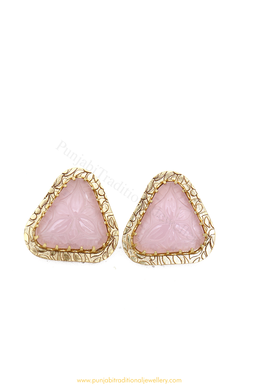 Gold Finished Pink Studs By PTJ