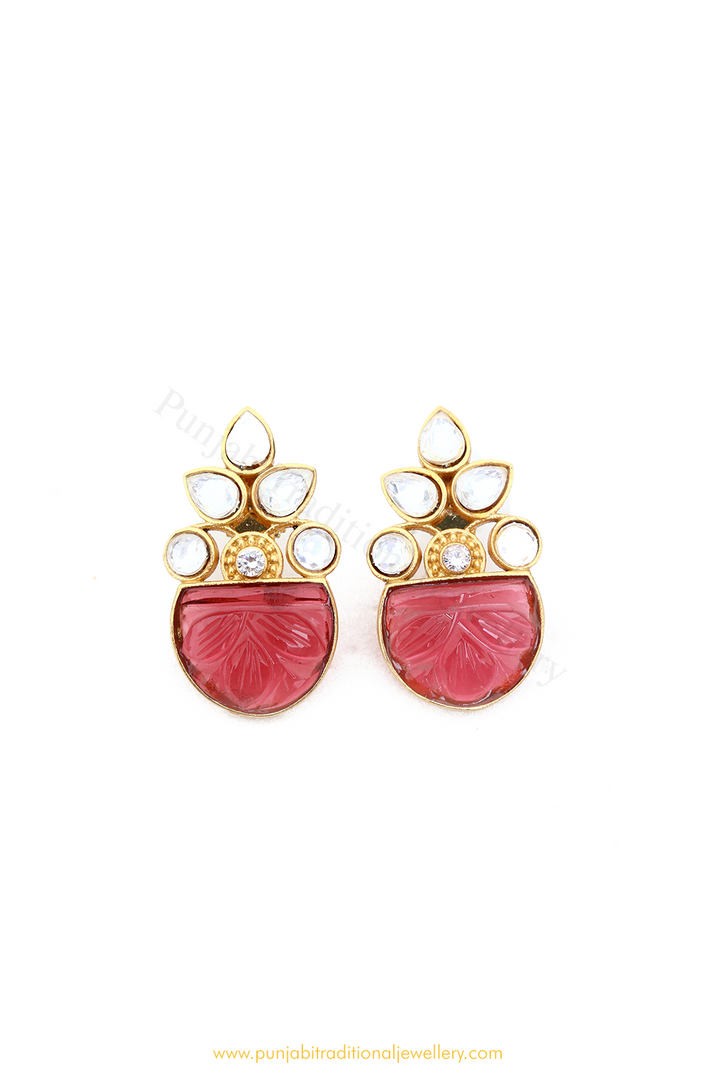 Gold Finished Rubby Studs By PTJ