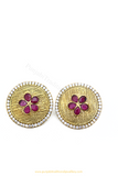 Antique Gold Finished Rubby Studs By  PTJ
